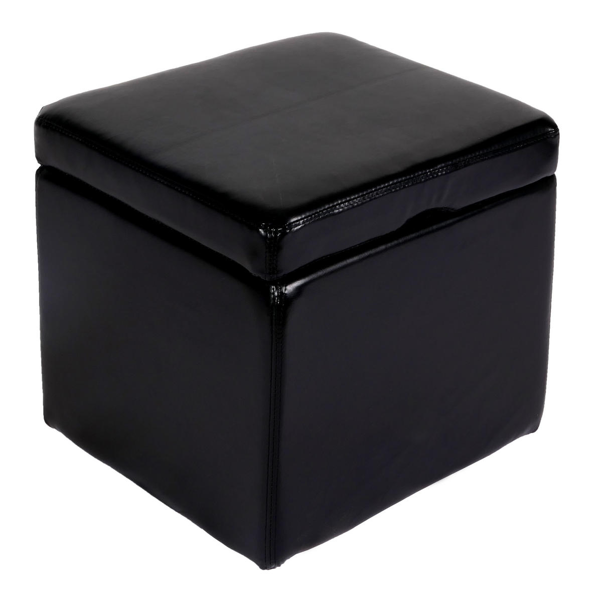SITZHOCKER Schwarz - Schwarz, Leder (44/45/44cm) - MCW