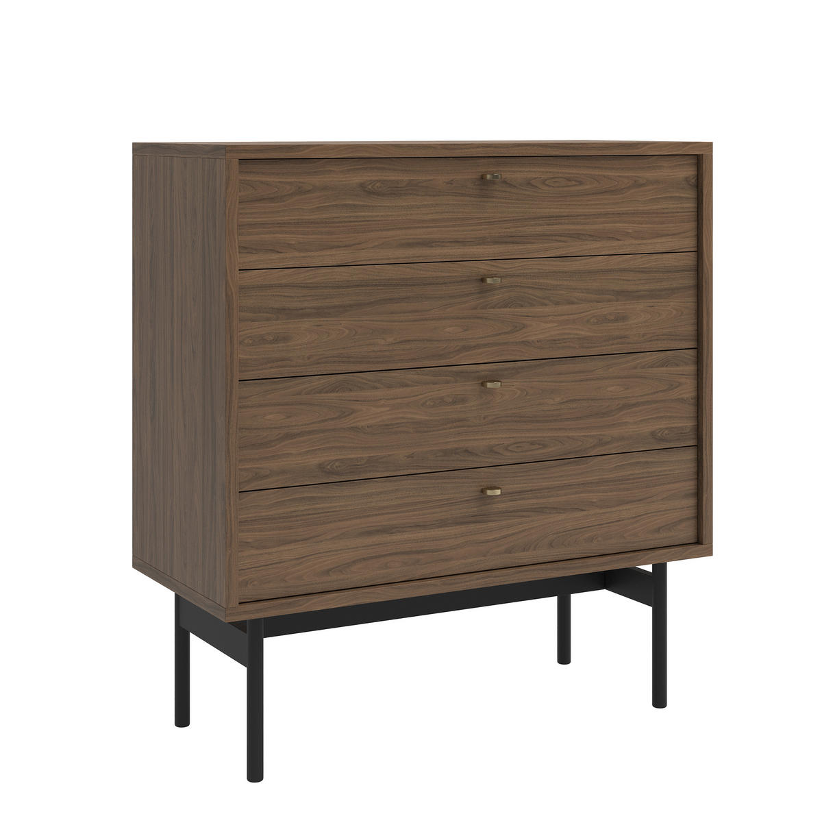 KOMMODE Olar Holzoptik Carini Nussbaum 85,5 cm - Goldfarben/Schwarz, Holzwerkstoff/Metall (85.5/91.9/38cm) - Selsey