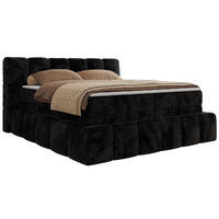 BOXSPRINGBETT NIRA KING 180/200 Schwarz Plüsch - H4 - Schwarz, Holz/Textil (180/200cm) - MKS