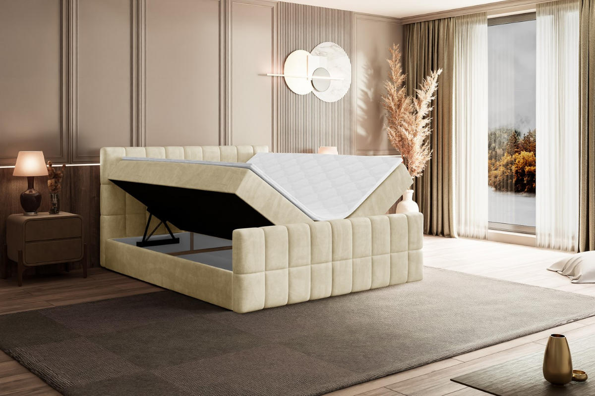 BOXBETT MIAMI-Z - 160x200 cm - H3 - Beige - Beige, Holzwerkstoff (160/200cm) - ALTDECOR