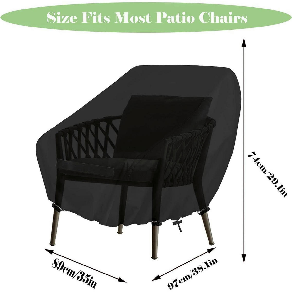 GARTENSESSEL Abdeckung 2-teiliges Set 89 x 97 x 74 cm - Schwarz, Kunststoff (20/3/25cm)