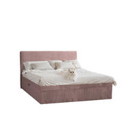 BOXBETT Bettkasten Und Topper TRENTO Ohne Bein Stoff Plüsch Cord 200x200 cm Rosa H2-Pocket - Rosa, Holz/Textil (200/200cm) - Kaiser Möbel