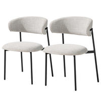 POLSTERSTUHL - 2er-Set - Strukturstoff / Edelstahl - Hellgrau/Schwarz, Textil/Metall (55/79/58cm) - home24