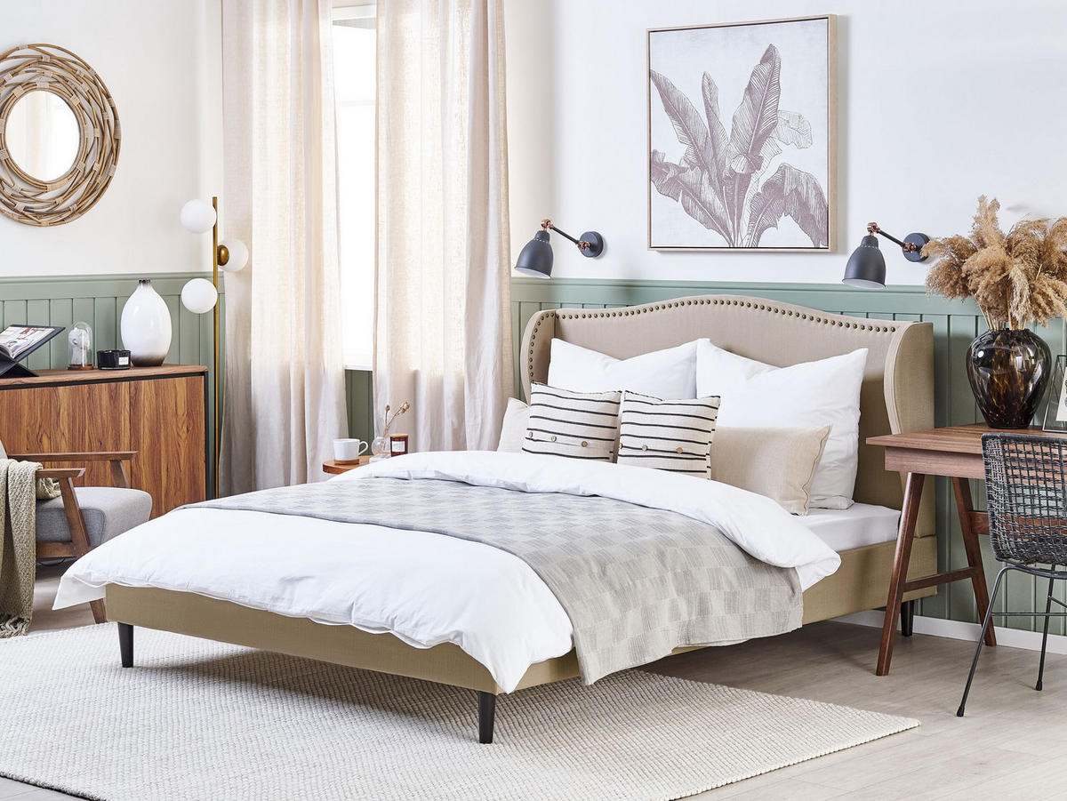 POLSTERBETT 180/200cm Sandbeige Colmar - Beige, Textil (180/200cm) - Beliani