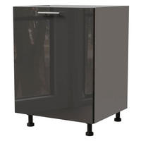 KÜCHENUNTERSCHRANK Essen D1D/60 Graphit Hochglanz / Grau Matt 60 / 50 / 82cm - Graphitfarben/Grau, Holz/Holzwerkstoff (60/82/50cm) - Feldmann-Wohnen