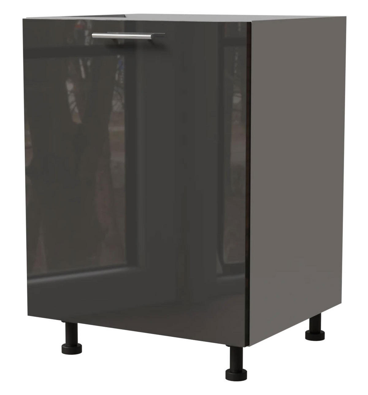 KÜCHENUNTERSCHRANK Essen D1D/60 Graphit Hochglanz / Grau Matt 60 / 50 / 82cm - Graphitfarben/Grau, Holz/Holzwerkstoff (60/82/50cm) - Feldmann-Wohnen