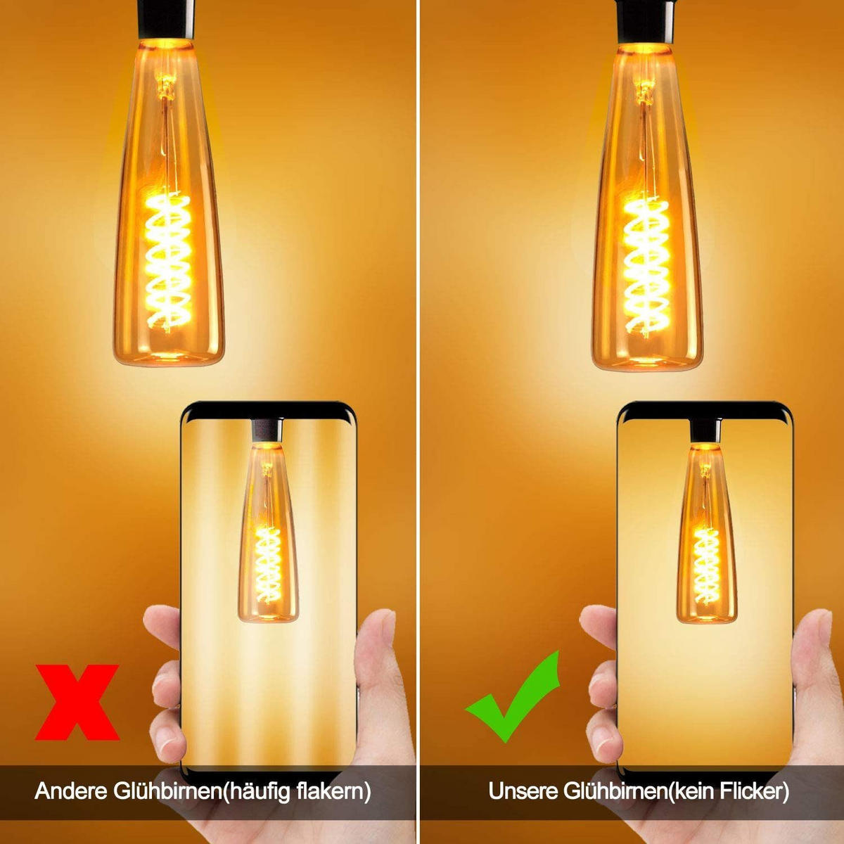 LED žárovka Arnsberg II 19,5/5,5/5,5 cm (balení po 2 ks) - hnědá, sklo (5.5/5.5cm) - Nettlife