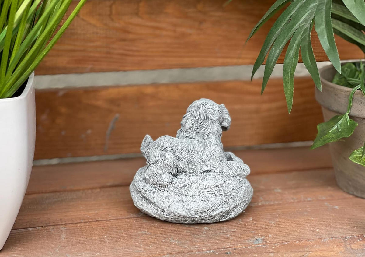 STEINFIGUR Hund Danke für die schöne Zeit, frostfest, Steinguss - Grau, Stein (8/10/6cm) - stoneandstyle