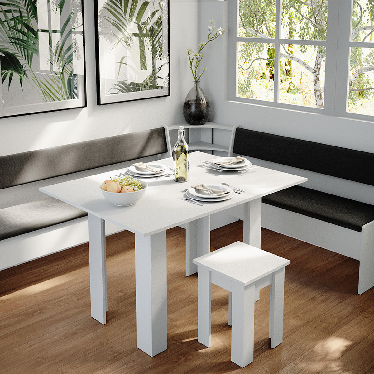 ESSZIMMER-ECKBANK Roman Weiß 43.5 x 43.5 cm - Anthrazit/Weiß, Holzwerkstoff (43.5/78/43.5cm) - Vicco