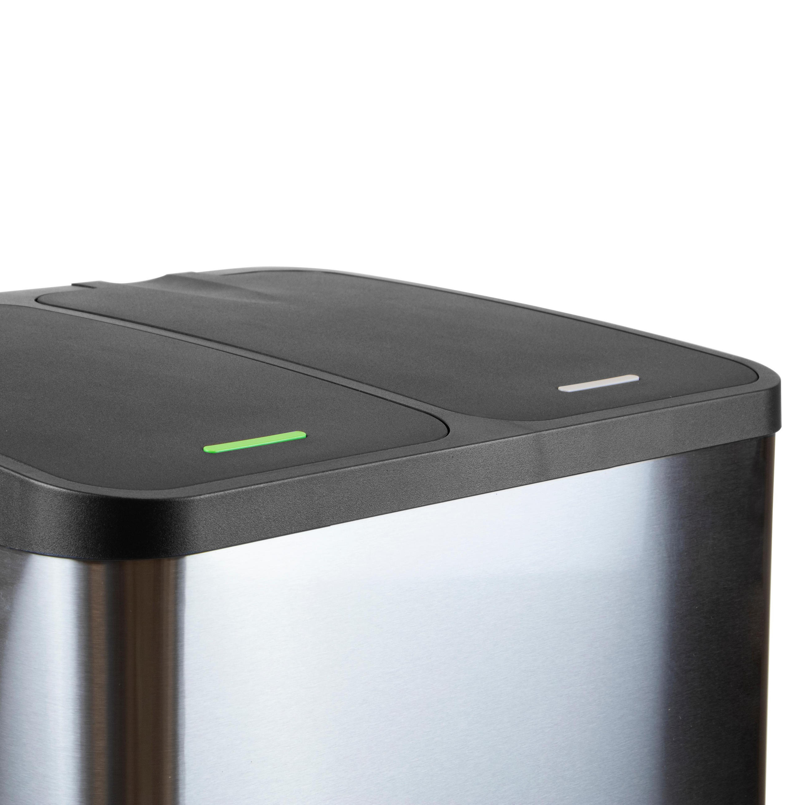 RECYCLINGBEHÄLTER für Outdoor, mit Fächern, Deckelöffnung mit Fußpedal, 2x15Liter, Edelstahl - Edelstahlfarben, Metall (34.3/49/40.3cm) - EMUCA