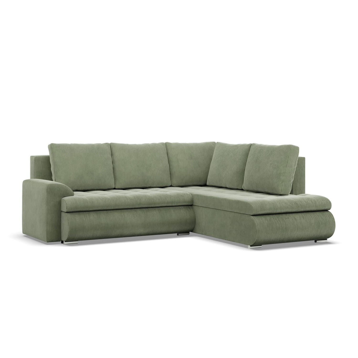 ECKSOFA RECHTS MIT SCHLAFFUNKTION FORESTA, Cord - Grün - Grün, Textil (230/200cm) - Mebligo
