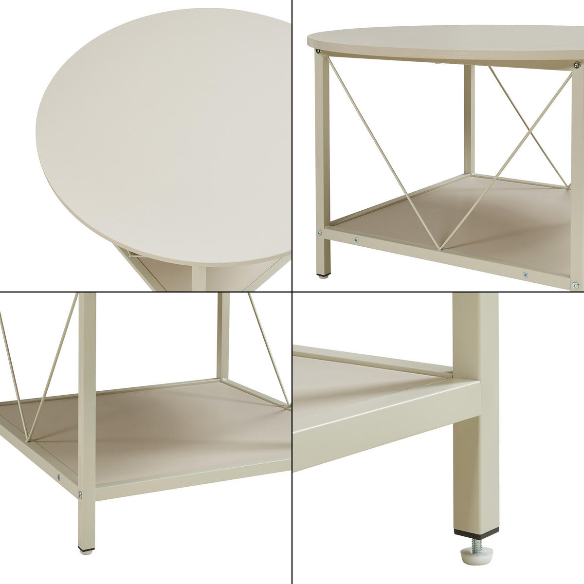COUCHTISCH Filem 80/46 cm - Sandfarben, Holzwerkstoff/Metall (80/80/46cm) - [en.casa]