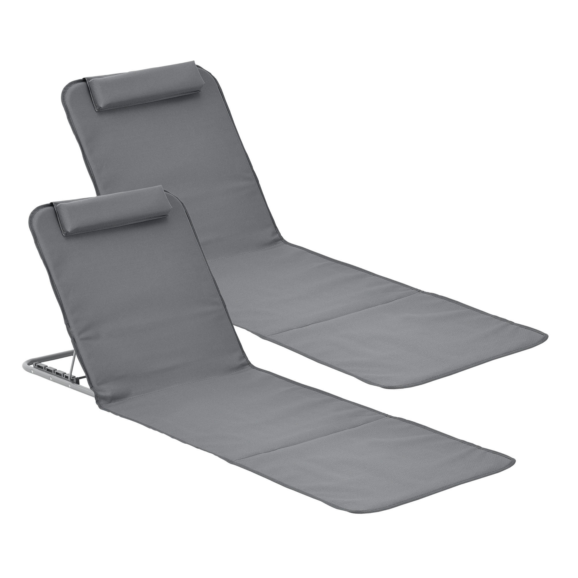 STRANDMATTEN-SET 2 TLG. Donostia - Dunkelgrau, Textil/Metall (143/44/48cm) - [en.casa]