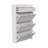 SCHUHSCHRANK Weiß mit 3 Klappen, Schuhkommode für Flur und Wohnzimmer - Weiß, Holz/Metall (24/77/134cm) - PARAFTA HOME