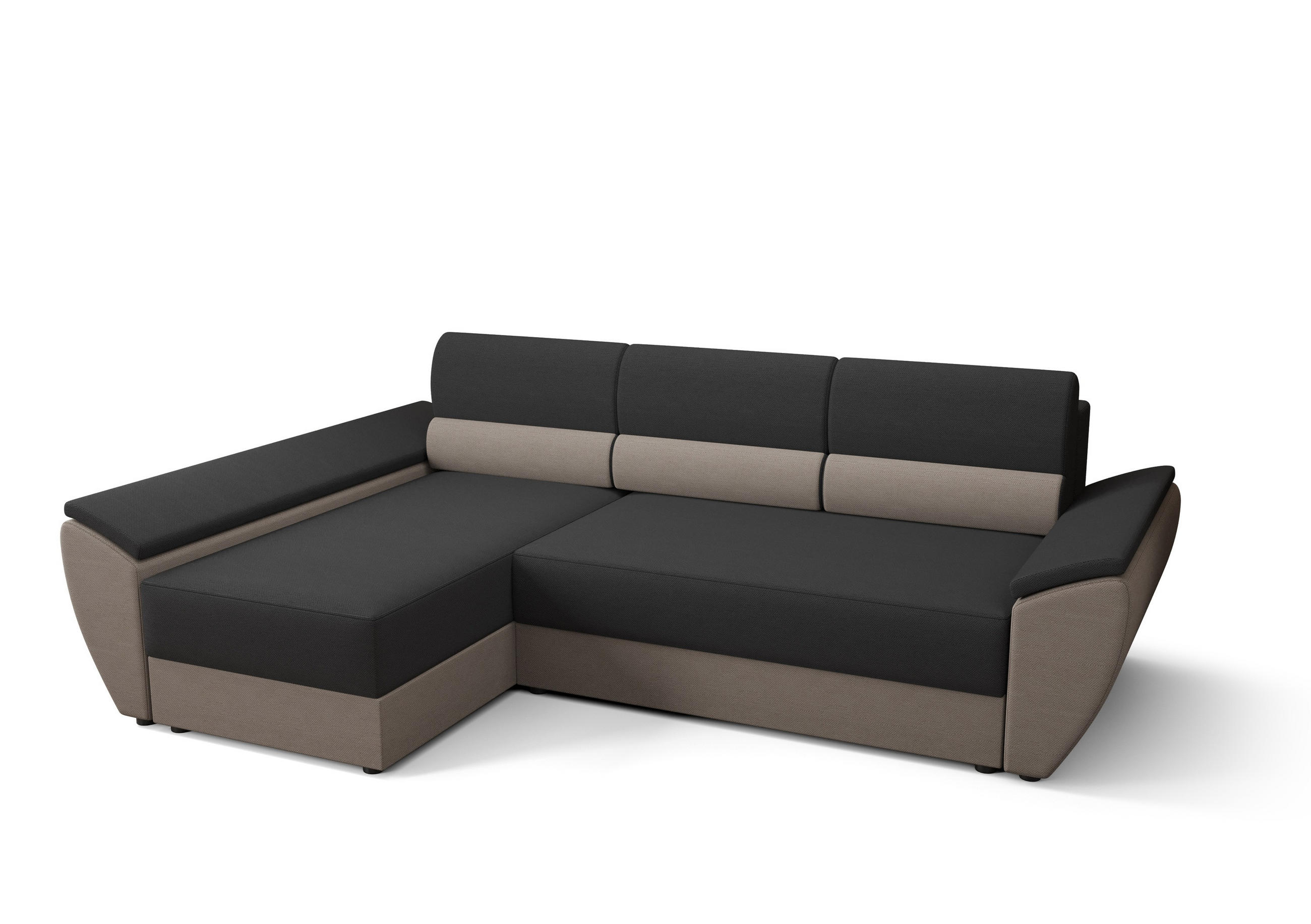 ECKSOFA L REBI L3 Rainbow 27/83 Links mit Schlaffunktion, Grau/Beige - Beige/Grau, Textil (251/140cm)