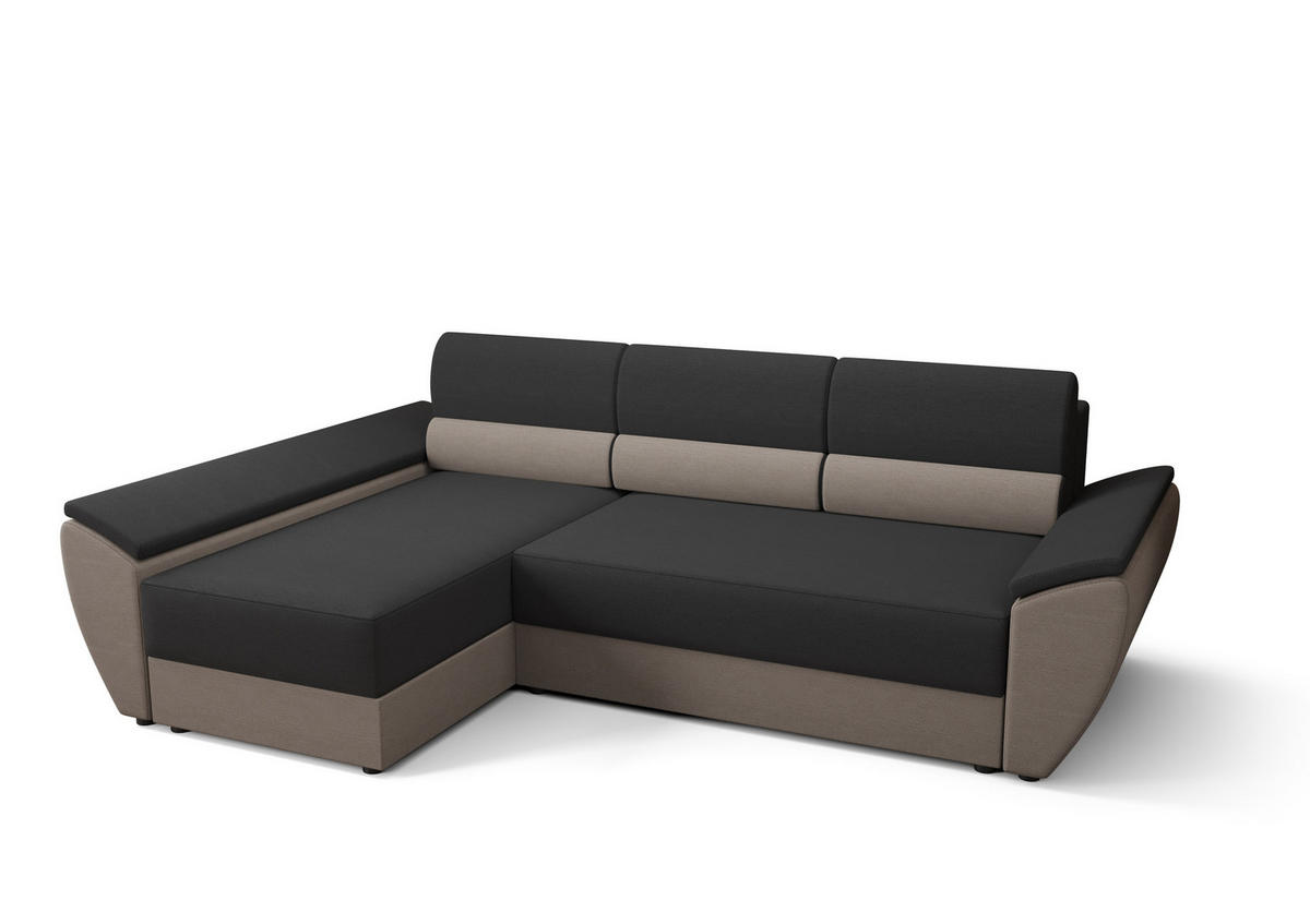 ECKSOFA L REBI L3 Rainbow 27/83 Links mit Schlaffunktion, Grau/Beige - Beige/Grau, Textil (251/140cm)