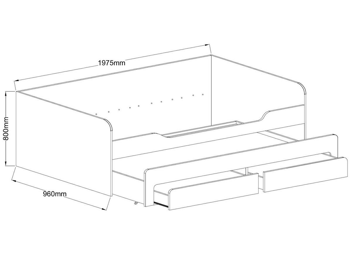 BETT MIT AUSZIEHLIEGE Rico weiß 96 / 197,5 / 80cm - Weiß, Holz/Holzwerkstoff (90/200cm) - Feldmann-Wohnen