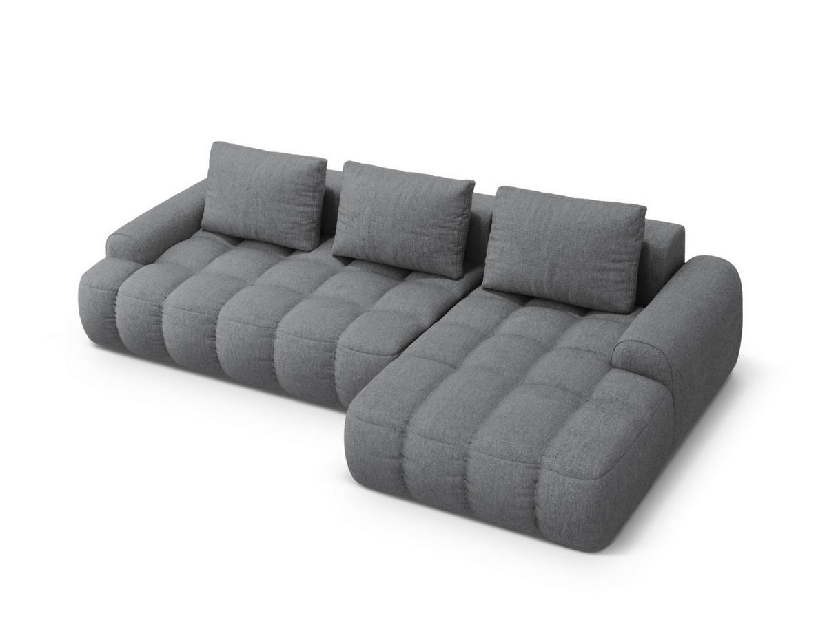 AUSKLAPPBARES-ECKSOFA rechts mit Container Linz aus strukturiertem Stoff grau 3 Sitzplätze - Grau, Textil (142/275cm) - Cosmopolitan Design