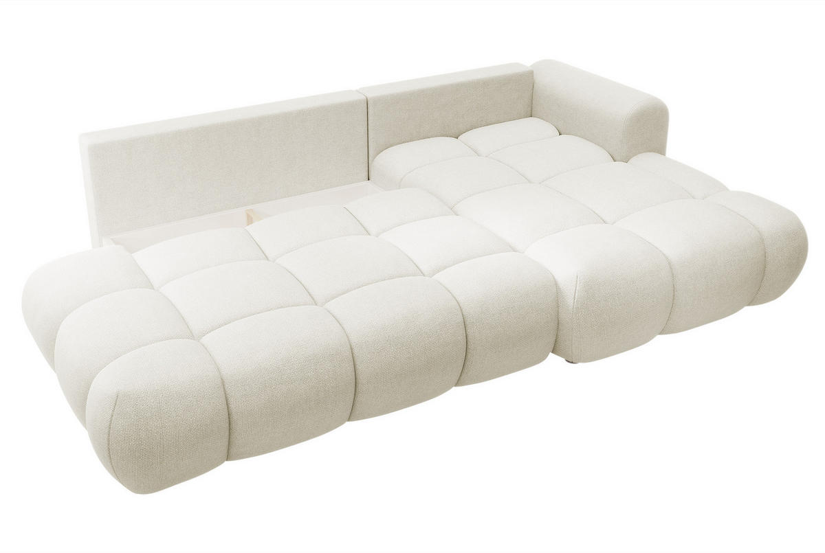 ECKSOFA Ombo Cremeweiß Chenille 280 cm - Creme/Schwarz, Kunststoff/Textil (284/167cm) - Selsey