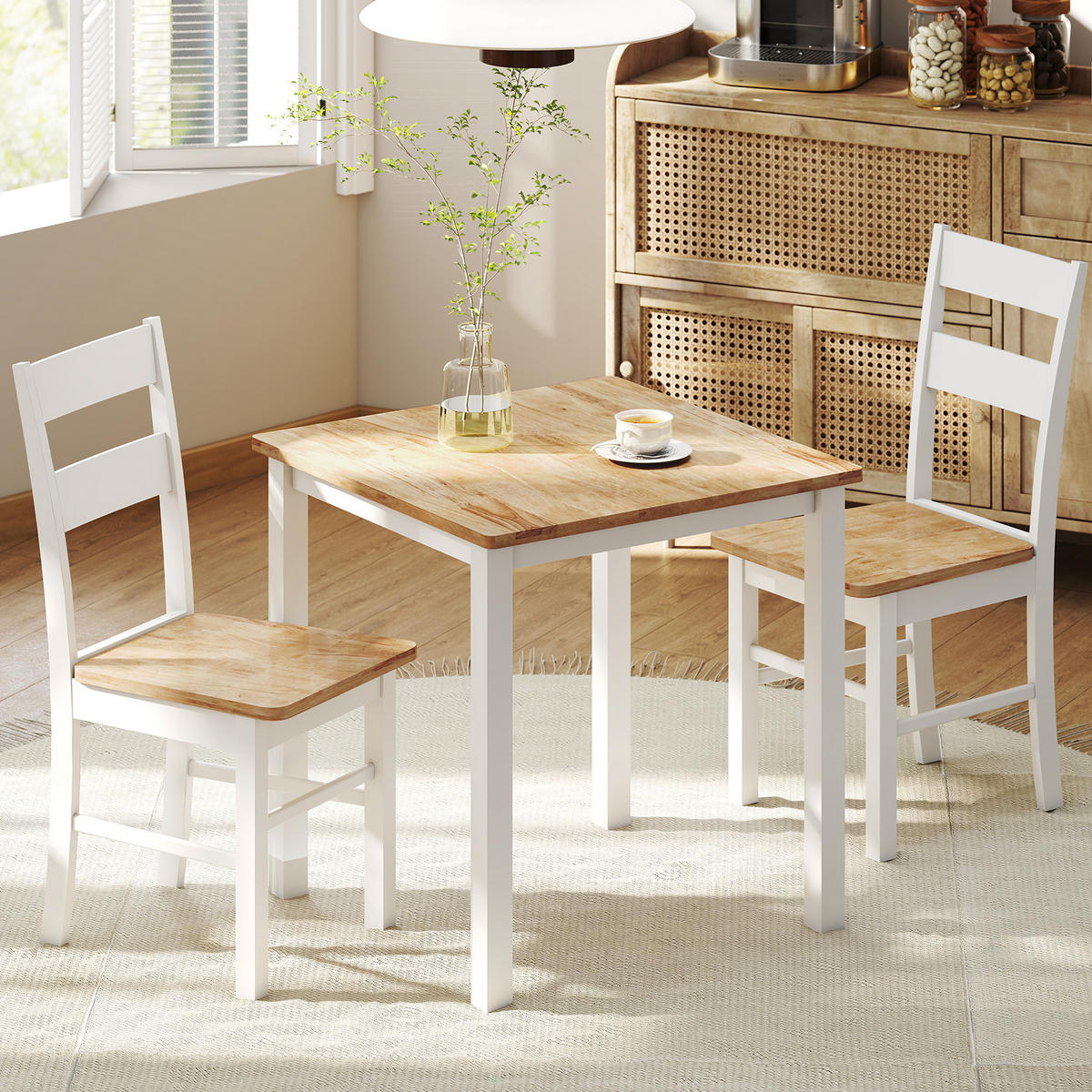 ESSTISCH 69 x 69 cm Küchentisch für 2-4 Personen Kleiner Esszimmertisch Eiche - Eichefarben/Weiß, Holz (69/69/75cm) - HOMCOM