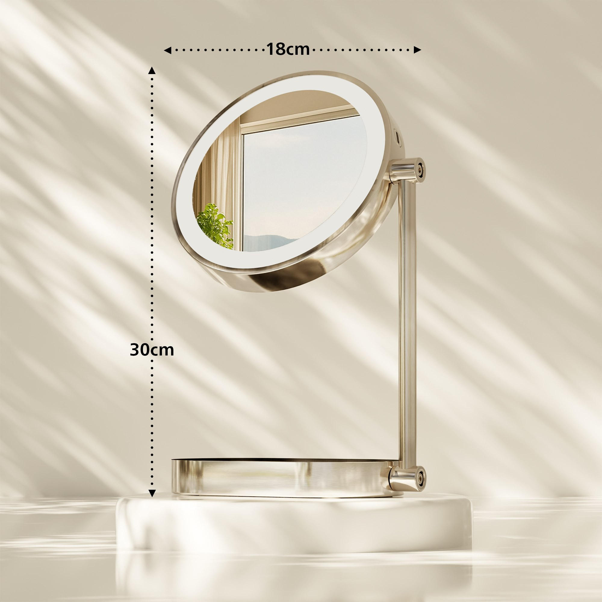 SCHMINKSPIEGEL rund Glas Weiß - Weiß, Glas (18/30/18cm) - CLP