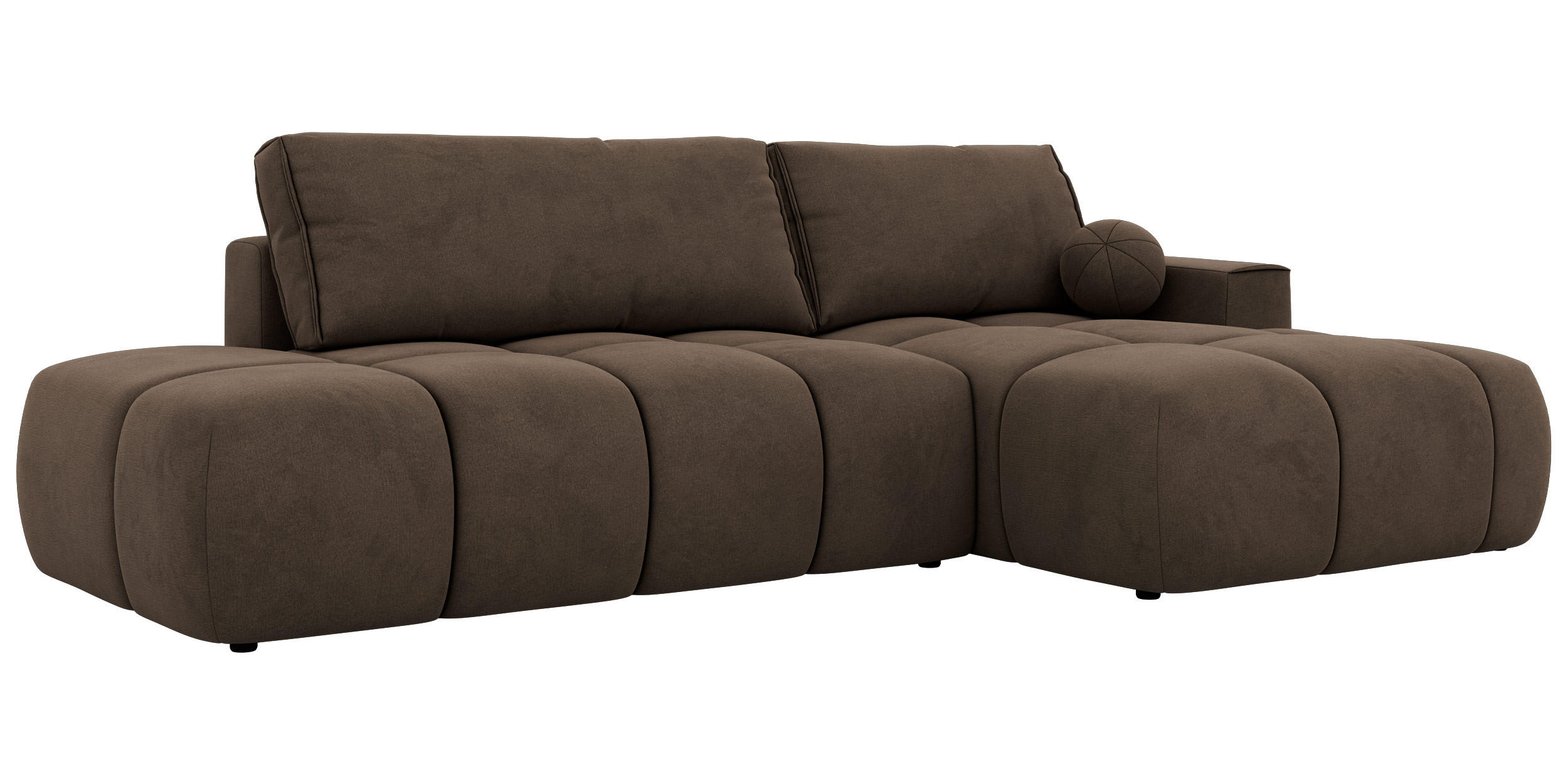 ECKSOFA LORAN L Braun Velvet - Rechts - Schwarz/Braun, Kunststoff/Textil (292/170cm) - MKS