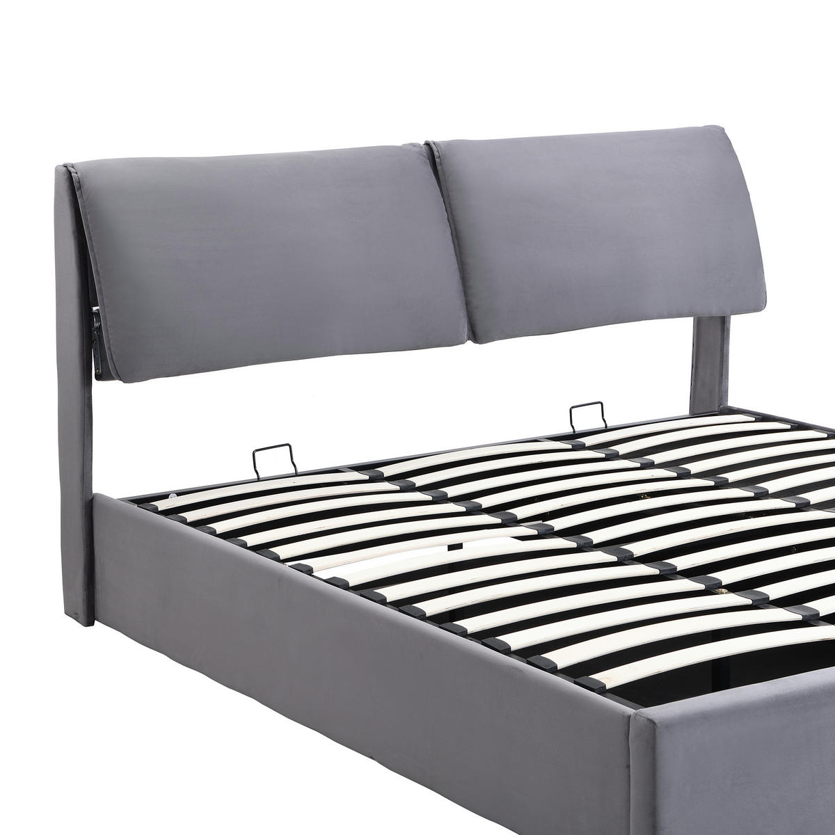 POLSTERBETT aus Samt 160x200 cm in Grau mit Bettkasten & 3 Schubladen - Grau, Textil (160/200cm) - Modfu