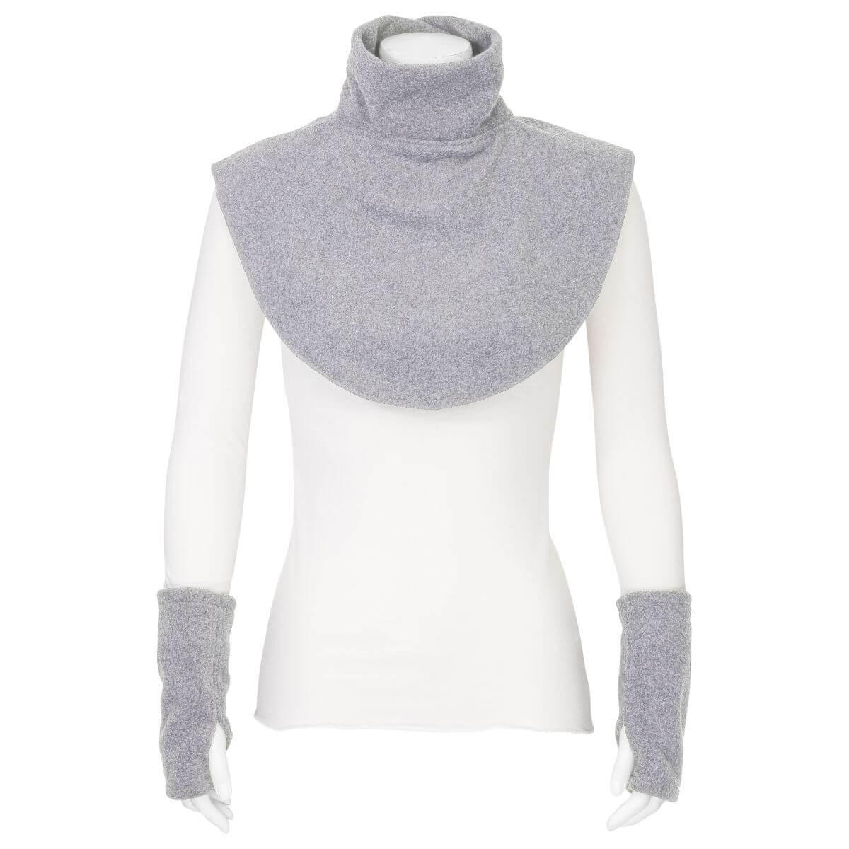 TRAGEZUBEHÖR Fleece Schalkragen und Stulpen - Grau, Textil (1/0.5/30cm) - Hoppediz