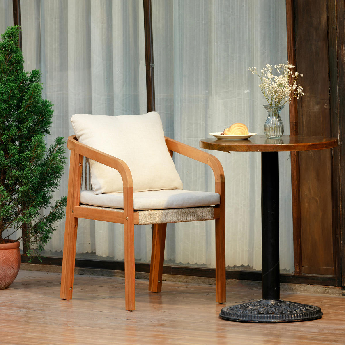 STUHL 2er-Set Massivholz Beige - Beige, Holz (51/88/61cm) - Nordlys