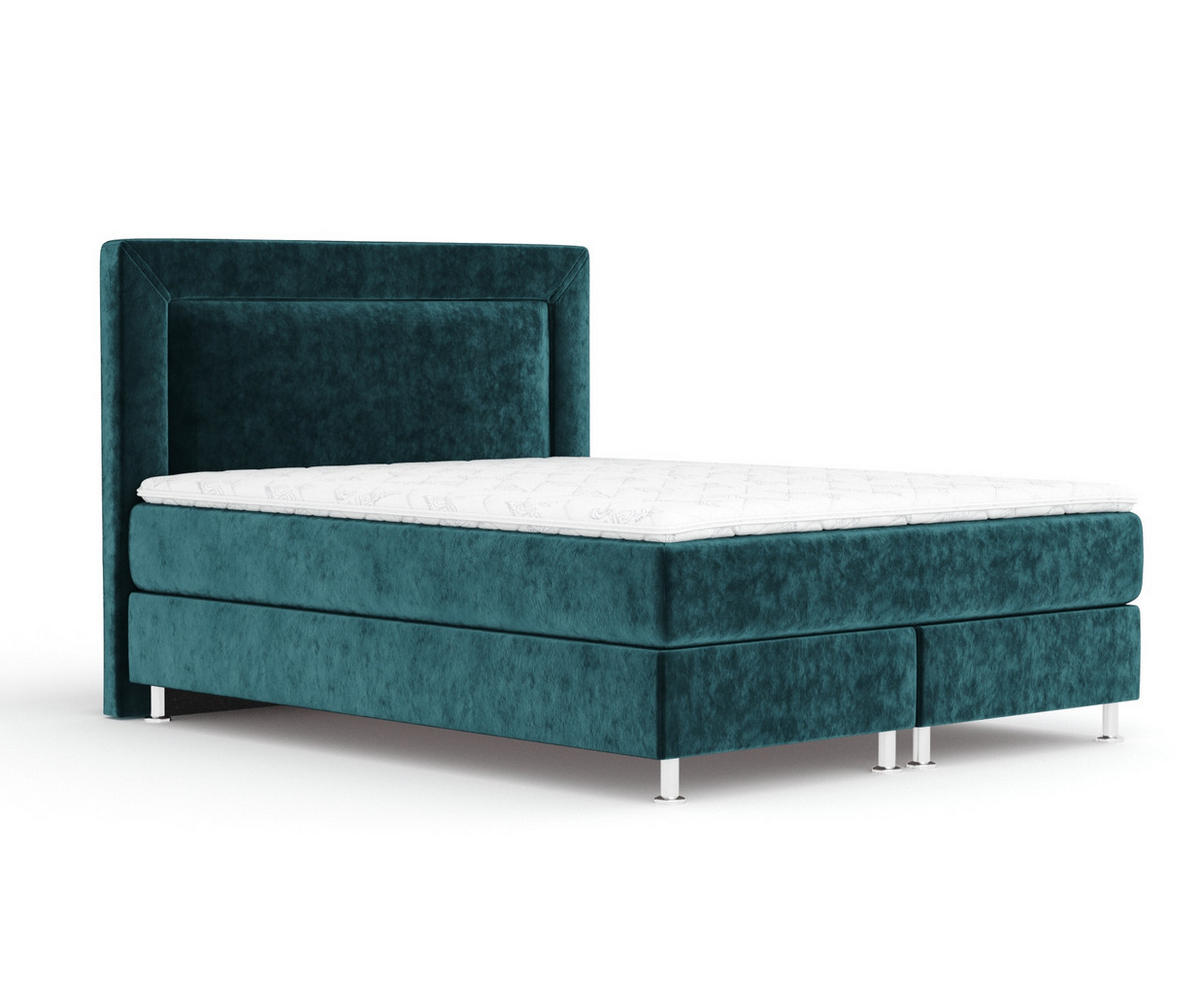 BOXSPRINGBETT Laguno Türkisfarben 160/200 cm mit Latex-Topper - Türkis/Silberfarben, Holz/Holzwerkstoff (160/200cm) - Maison de Reve