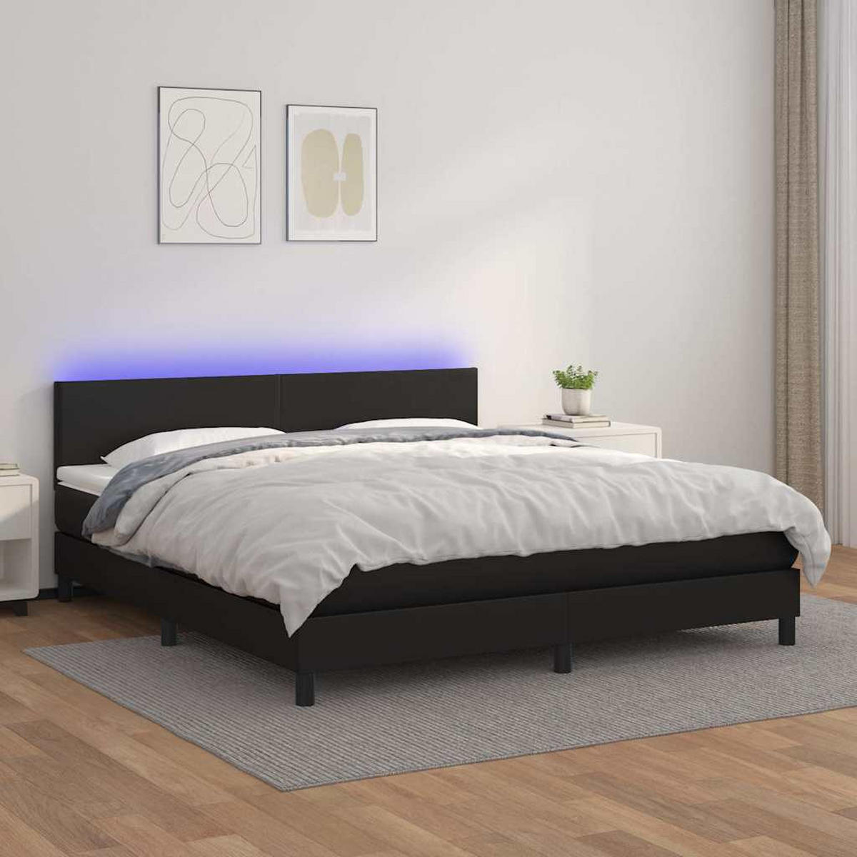 BOXSPRINGBETT 160/200 Cm Schwarz Kunstleder - Schwarz, Leder (160/203cm) - vidaXL