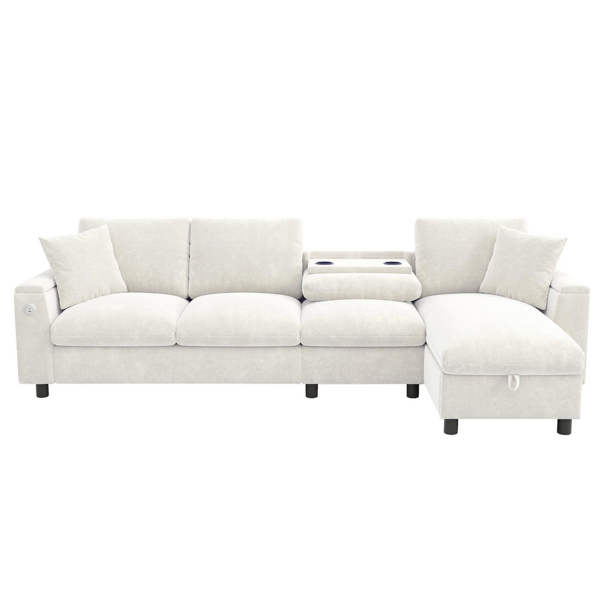 ECKSOFA 280/137/84 cm Beige aus Chenille mit Schlaffunktion und Stauraum - Beige, Textil (137/280cm) - OKWISH