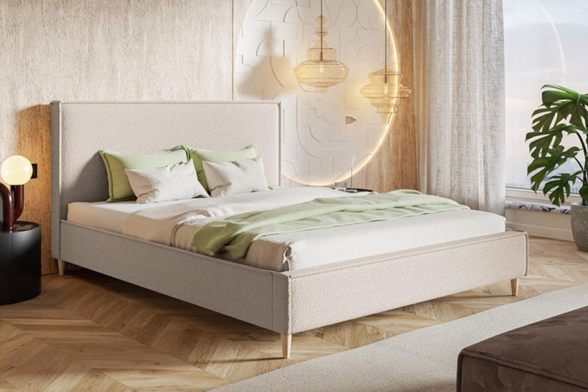 BETT Beigefarben LUXO 8 Gepolstert 180x200 cm - Eichefarben/Beige, Textil (180/200cm) - Sepro Meble
