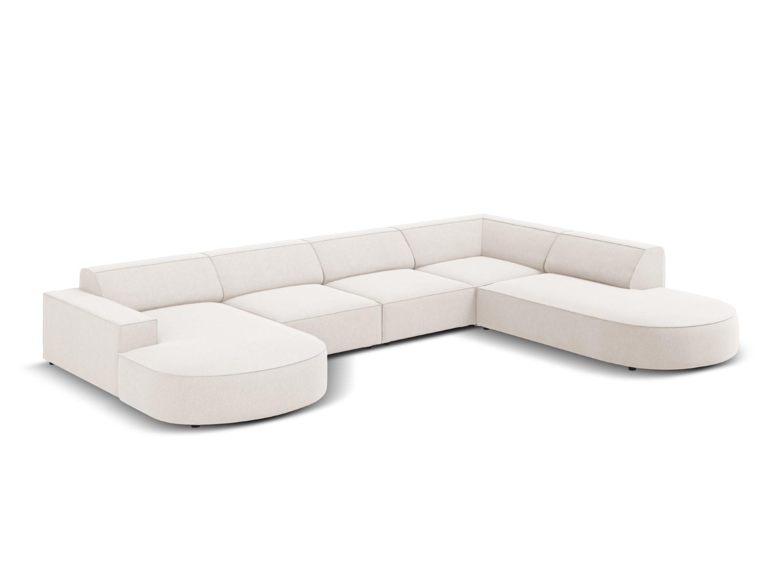PANORAMASOFA rechts Jodie aus strukturiertem Stoff leichtes beige 7 Sitzplätze - Beige, Textil (262/70/364cm) - Micadoni