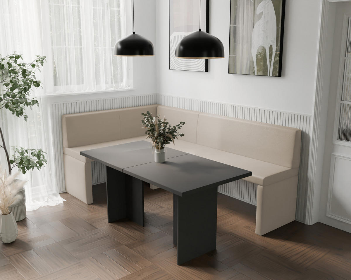 ECKBANK links OWEN Kunstleder, 128/168 cm Beige - Beige, Holz/Kunststoff (128/168cm) - Idohome