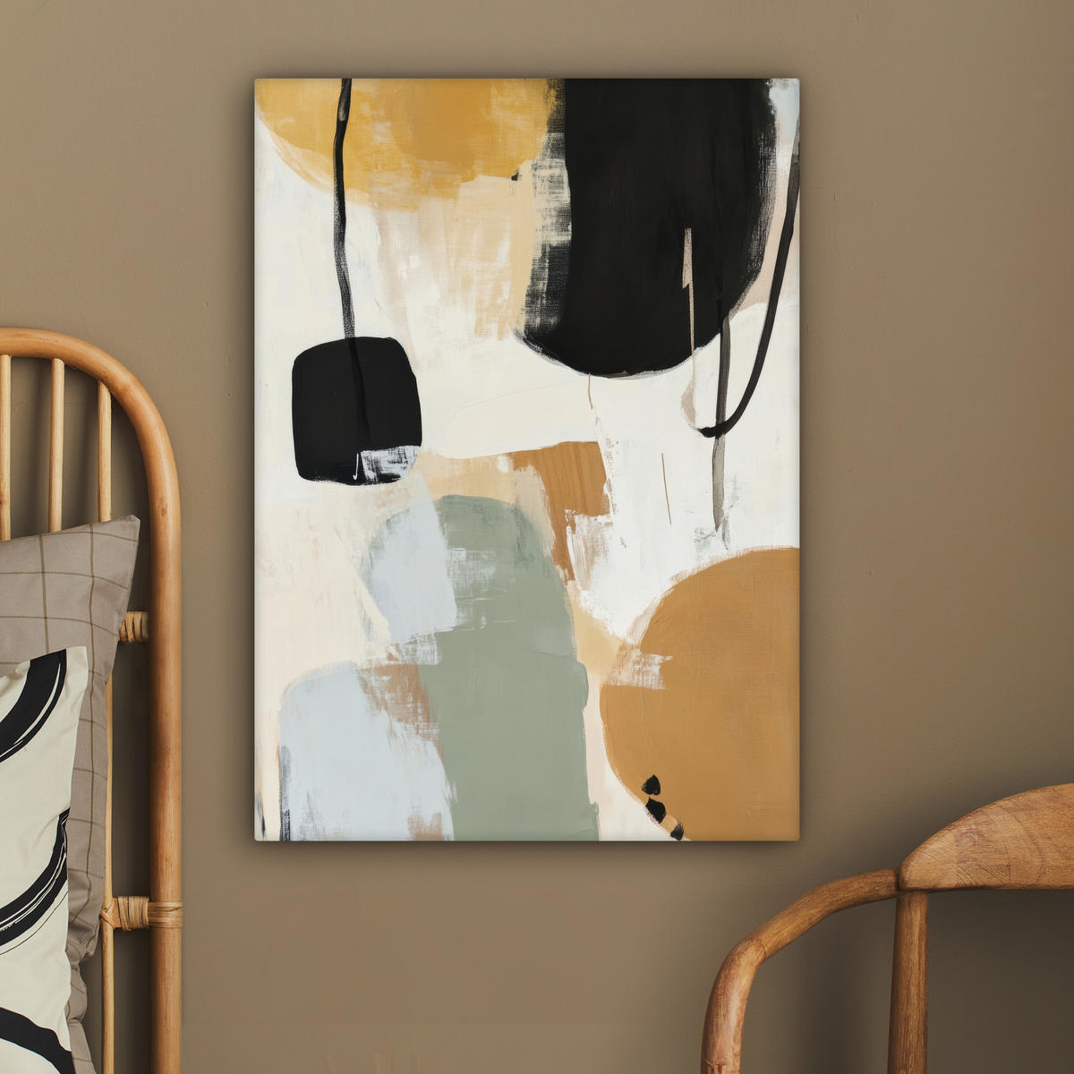 LEINWANDBILD Farbe - Abstrakt - Farben 60x80 cm - Currygelb, Textil (60/80cm) - MuchoWow