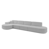 ECKSOFA Ottomane Links MARI-L3-v3 - 402x163x81 cm Hellgrau Bouclé - Hellgrau/Schwarz, Holzwerkstoff/Kunststoff (402/163cm) - ALTDECOR