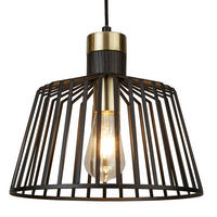 PENDELLEUCHTE Käfig Design Schwarz Gold - Schwarz, Metall (30/30/154cm) - SearchLight