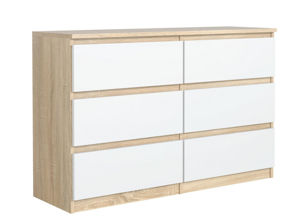 KOMMODE Sonoma, Weiß 139/79/39 - Weiß/Sonoma Eiche, Holzwerkstoff (139/79/39cm) - RAUMHIRSCH FURNITURE