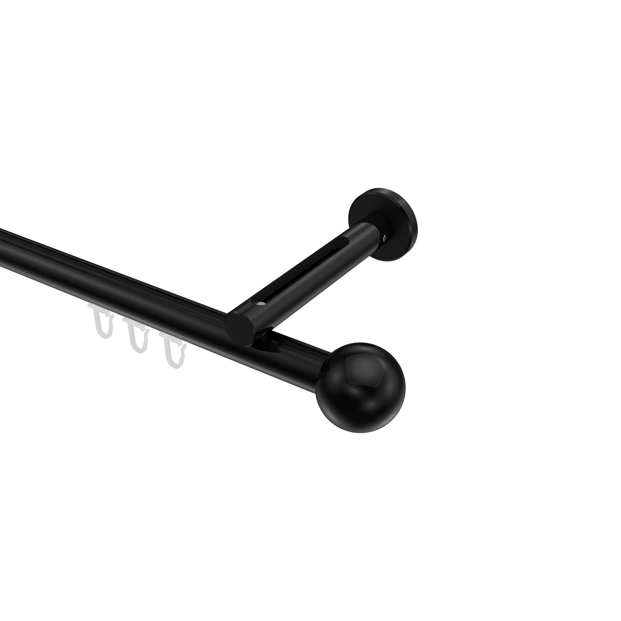 INNENLAUF-GARDINENSTANGEN-SET Siteno Luino 600 cm (geteilt in 3 x 200 cm), 1-läufig, 20 mm Ø Schwarz - Schwarz, Metall (600cm) - INTERDECO