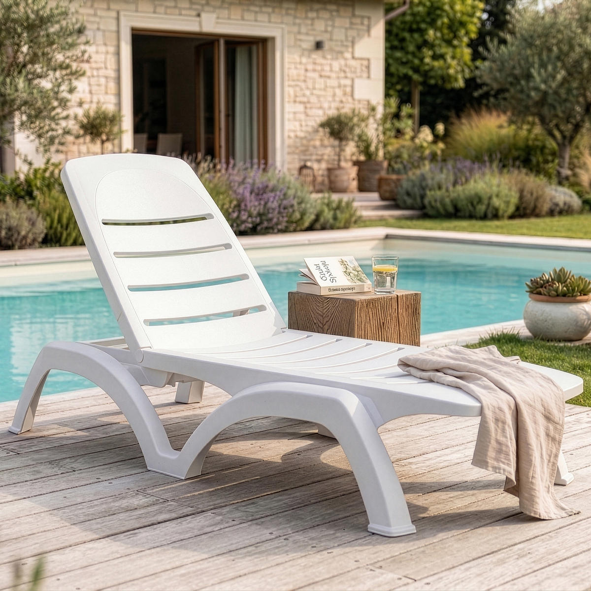 SONNENLIEGE BATSI, Weiß - Weiß, Kunststoff (78/102/184cm) - KONSIMO®