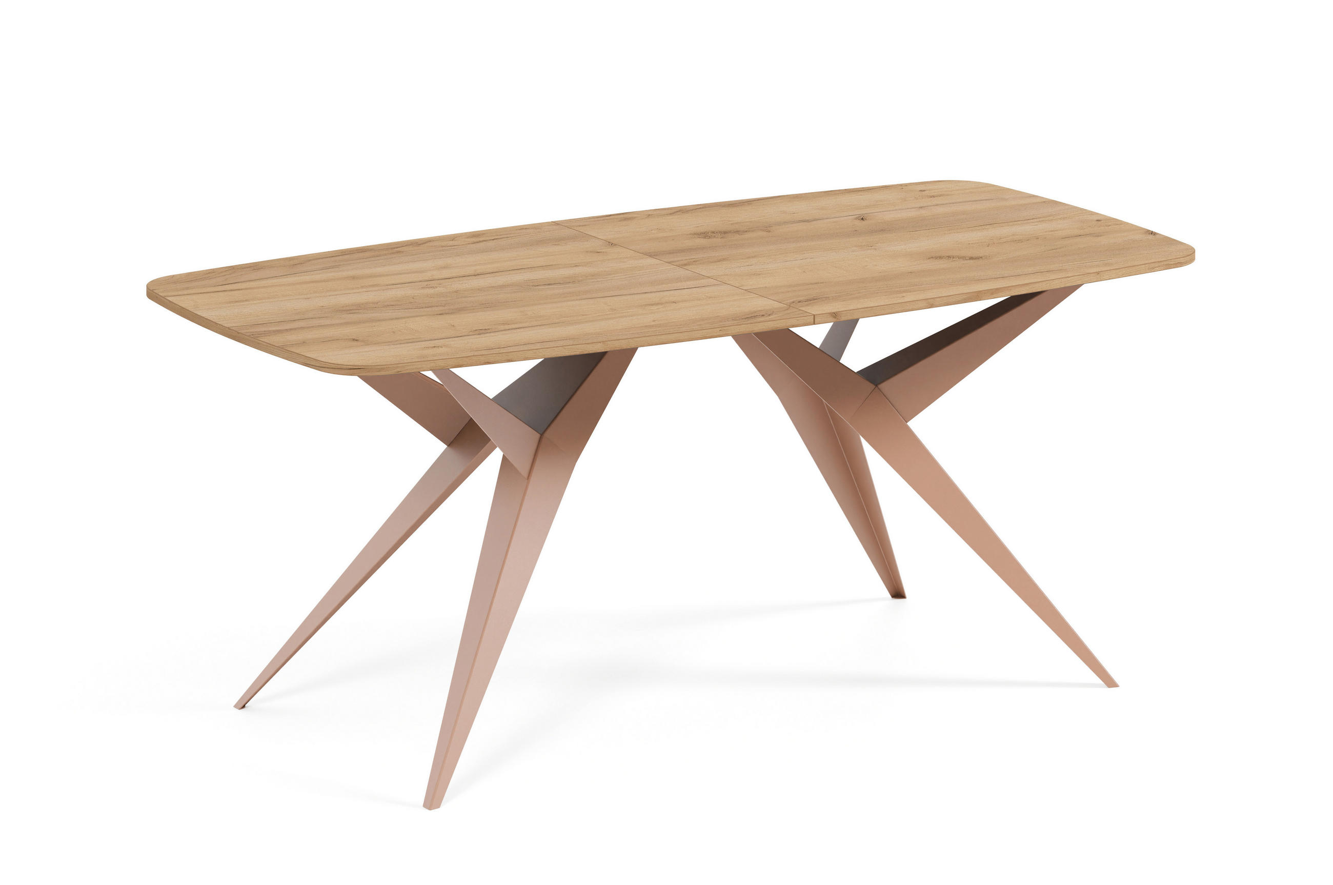 ESSTISCH AXIS - Honigeiche/Kupferfarben, Holzwerkstoff/Metall (90/180/76cm) - Meblini