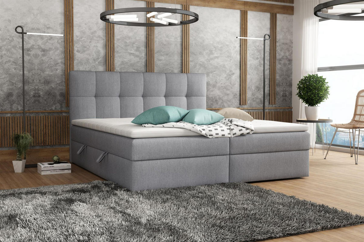 BOXBETT Arturo In Soro - Grau, Holzwerkstoff/Textil (120/200cm) - Fun Möbel