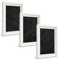 BILDER SET 3er Set - 20x30 cm Weißer Rahmen - Dunkler Marmor, elegante Texturen - Weiß, Kunststoff (20/30cm) - TULUP