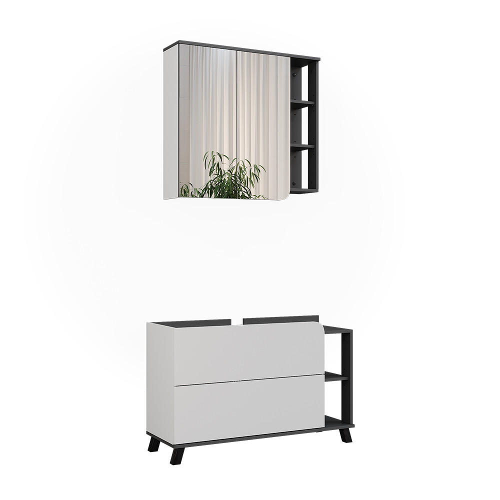 KOUPELNOVÝ NÁBYTEK Karen Antracitová/bílá - bílá/antracitová, kompozitní dřevo (100/65/35cm) - Vicco