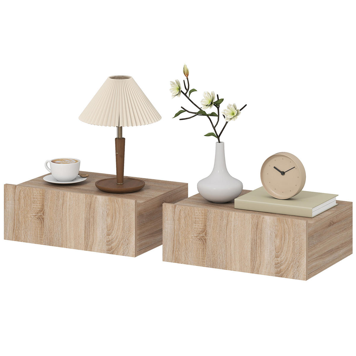 NACHTSCHRANK 2er-Set DE-12974 Schublade Eiche - Eichefarben, Holzwerkstoff (30/15/40cm) - ComfortXL