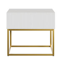 NACHTSCHRANK Veldio Weiß mit goldenen Metallbeinen 50 cm - Goldfarben/Weiß, Holzwerkstoff/Metall (50/44/35.6cm) - Selsey