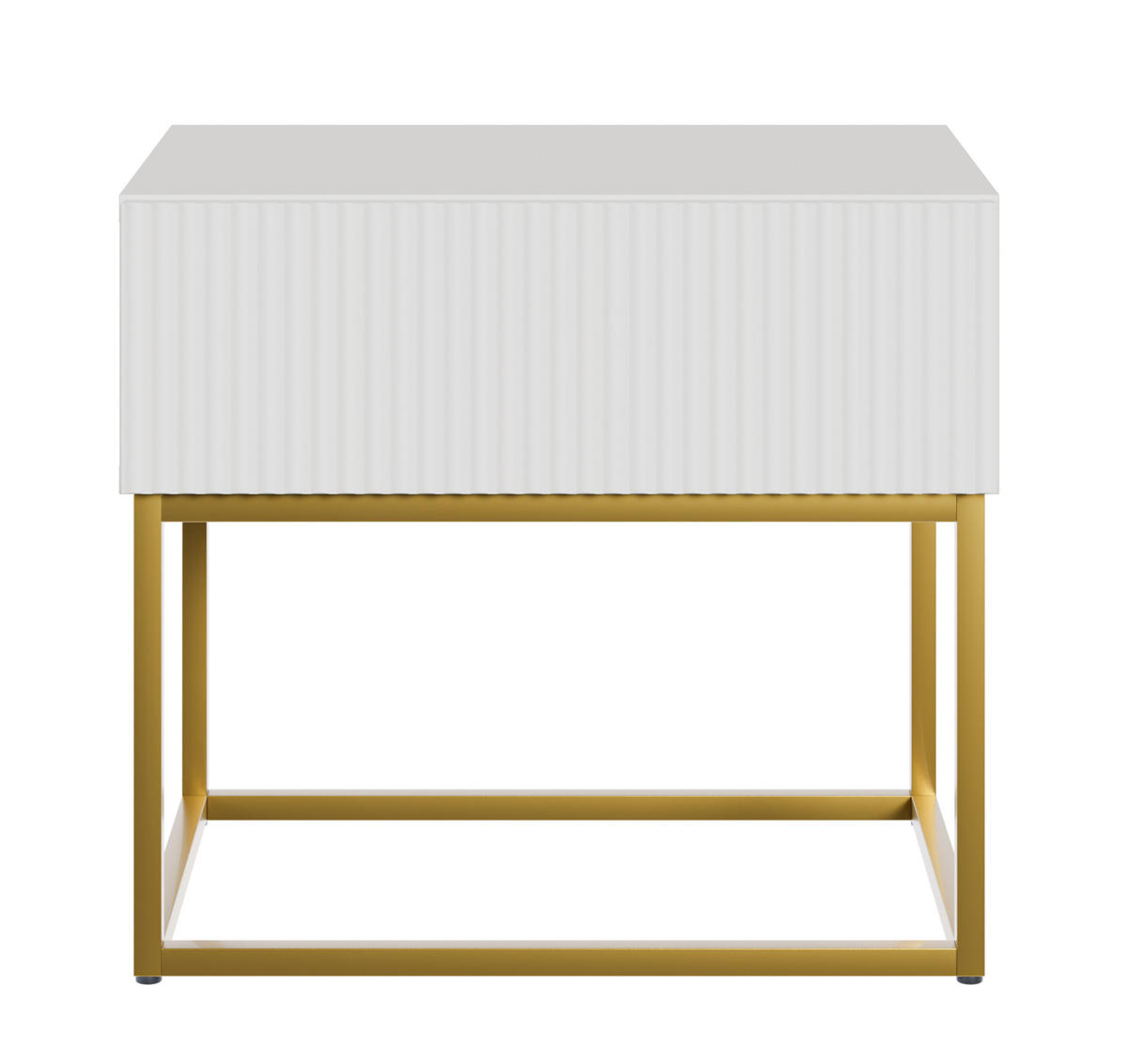 NACHTSCHRANK Veldio Weiß mit goldenen Metallbeinen 50 cm - Goldfarben/Weiß, Holzwerkstoff/Metall (50/44/35.6cm) - Selsey