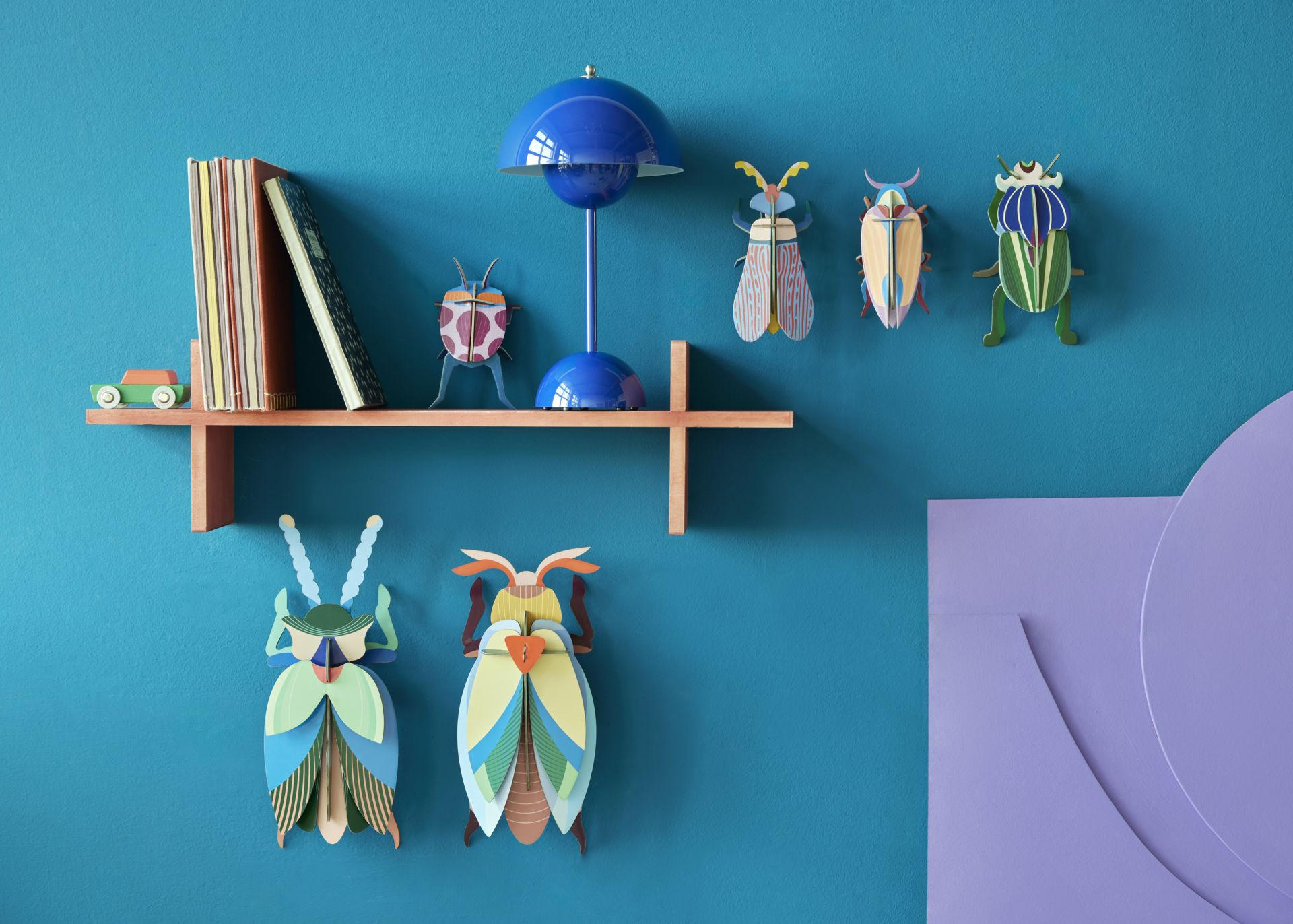 WANDDEKO Leuchtendes Käfer-Duo 8/6 cm - Multicolor, Wellpappe (8/6/13cm) - KUNSTLOFT