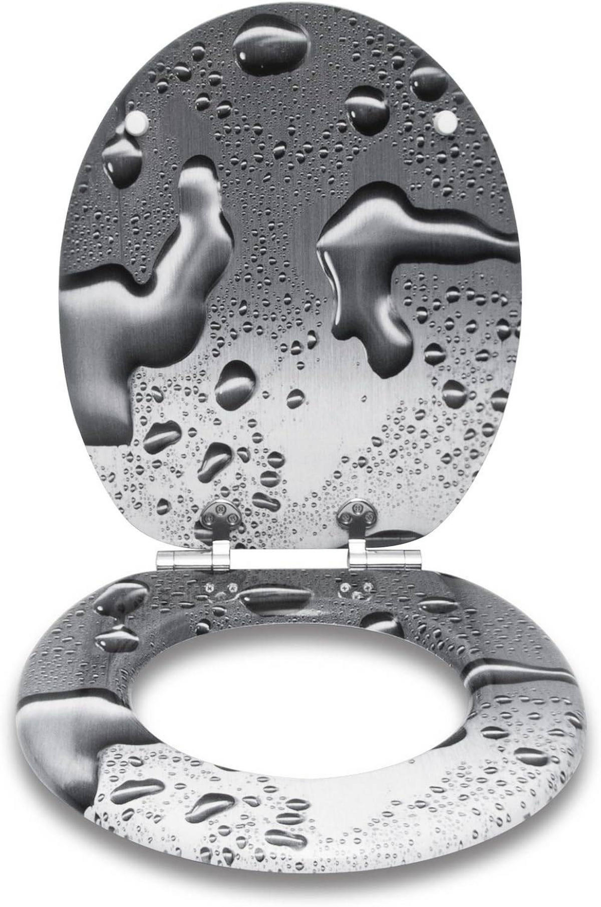 WC SITZ mit Absenkautomatik,Antibakteriell Oval,MDF Holzkern - Grau, Holzwerkstoff (37/5.7/43cm) - Woltu